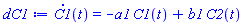 diff(C1(t), t) = -a1*C1(t)+b1*C2(t)