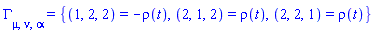 Physics:-Christoffel[mu, nu, alpha] = {(1, 2, 2) = -rho(t), (2, 1, 2) = rho(t), (2, 2, 1) = rho(t)}