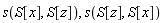 s(S[x], S[z]), s(S[z], S[x])
