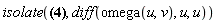 isolate(-4*(diff(diff(omega(u, v), u), u))+2 = 0, diff(omega(u, v), u, u))
