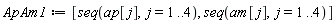 ApAm1 := [seq(ap[j], j = 1 .. 4), seq(am[j], j = 1 .. 4)]