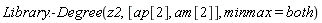 Library:-Degree(z2, [ap[2], am[2]], minmax = both)
