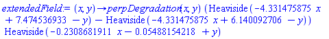 proc (x, y) options operator, arrow; perpDegradation(x, y)*(Heaviside(-4.331475875*x+7.474536933-y)-Heaviside(-4.331475875*x+6.140092706-y))*Heaviside(-.2308681911*x-0.5488154218e-1+y) end proc
