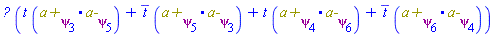 Physics:-Ket(psi, 1, 0, 1, 1, 0, 0)*(t*Physics:-`.`(`a+`[psi[3]], `a-`[psi[5]])+conjugate(t)*Physics:-`.`(`a+`[psi[5]], `a-`[psi[3]])+t*Physics:-`.`(`a+`[psi[4]], `a-`[psi[6]])+conjugate(t)*Physics:-`.`(`a+`[psi[6]], `a-`[psi[4]]))