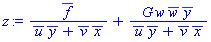 conjugate(f)/(conjugate(u)*conjugate(y)+conjugate(v)*conjugate(x))+G*w*conjugate(w)*conjugate(y)/(conjugate(u)*conjugate(y)+conjugate(v)*conjugate(x))