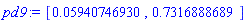 [0.5940746930e-1, .7316888689]