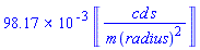 0.9817477044e-1*Units:-Unit(('cd')*('s')/('m')('radius')^2)
