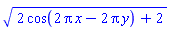 (2*cos(2*Pi*x-2*Pi*y)+2)^(1/2)