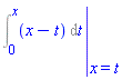 eval(Int(x-t, t = 0 .. x), {x = t})