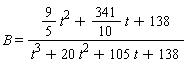 B = ((9/5)*t^2+(341/10)*t+138)/(t^3+20*t^2+105*t+138)