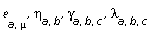 `&efr;`[a, mu], eta[a, b], gamma[a, b, c], lambda[a, b, c]
