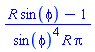 (R*sin(phi)-1)/(sin(phi)^4*R*Pi)