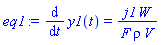 eq1 := diff(y1(t), t) = j1*W/(F*rho*V)