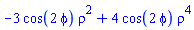 series(-(3*cos(2*phi))*rho^2+(4*cos(2*phi))*rho^4,rho)
