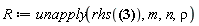 R := unapply(rhs(R(m, n, rho) = binomial(n, (1/2)*n+(1/2)*m)*rho^n*hypergeom([-(1/2)*n-(1/2)*m, -(1/2)*n+(1/2)*m], [-n], 1/rho^2)), m, n, rho)