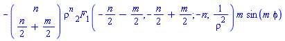 -binomial(n, (1/2)*n+(1/2)*m)*rho^n*hypergeom([-(1/2)*n-(1/2)*m, -(1/2)*n+(1/2)*m], [-n], 1/rho^2)*m*sin(m*phi)