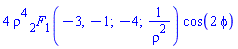 4*rho^4*hypergeom([-3, -1], [-4], 1/rho^2)*cos(2*phi)