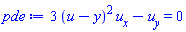 3*(u(x, y)-y)^2*(diff(u(x, y), x))-(diff(u(x, y), y)) = 0