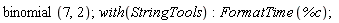 binomial(7, 2); with(StringTools); FormatTime(%c)