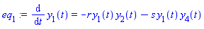 eq[1] := diff(y[1](t), t) = -r*y[1](t)*y[2](t)-s*y[1](t)*y[4](t)