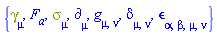 {Physics:-Dgamma[mu], F[a], Physics:-Psigma[mu], Physics:-d_[mu], Physics:-g_[mu, nu], Physics:-KroneckerDelta[mu, nu], Physics:-LeviCivita[alpha, beta, mu, nu]}