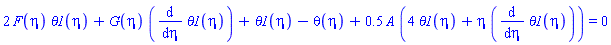 2*F(eta)*theta1(eta)+G(eta)*(diff(theta1(eta), eta))+theta1(eta)-theta(eta)+.5*A*(4*theta1(eta)+eta*(diff(theta1(eta), eta))) = 0
