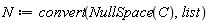 N := convert(NullSpace(C), list)