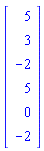 Vector[column]([[5], [3], [-2], [5], [0], [-2]])