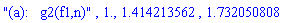 "(a):   g2(f1,n)", 1., 1.414213562, 1.732050808