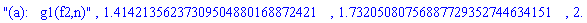 "(a):   g1(f2,n)", 1.41421356237309504880168872421, 1.73205080756887729352744634151, 2.