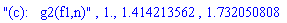 "(c):   g2(f1,n)", 1., 1.414213562, 1.732050808