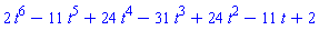 2*t^6-11*t^5+24*t^4-31*t^3+24*t^2-11*t+2