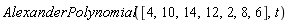AlexanderPolynomial([4, 10, 14, 12, 2, 8, 6], t)