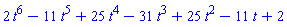 2*t^6-11*t^5+25*t^4-31*t^3+25*t^2-11*t+2