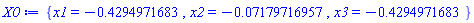 {x1 = -.4294971683, x2 = -0.7179716957e-1, x3 = -.4294971683}