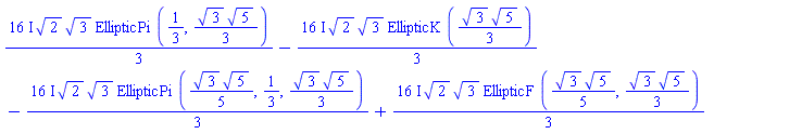 ((16/3)*I)*2^(1/2)*3^(1/2)*EllipticPi(1/3, (1/3)*3^(1/2)*5^(1/2))-((16/3)*I)*2^(1/2)*3^(1/2)*EllipticK((1/3)*3^(1/2)*5^(1/2))-((16/3)*I)*2^(1/2)*3^(1/2)*EllipticPi((1/5)*3^(1/2)*5^(1/2), 1/3, (1/3)*3^(1/2)*5^(1/2))+((16/3)*I)*2^(1/2)*3^(1/2)*EllipticF((1/5)*3^(1/2)*5^(1/2), (1/3)*3^(1/2)*5^(1/2))