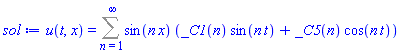 u(t, x) = Sum(sin(n*x)*(_C1(n)*sin(n*t)+_C5(n)*cos(n*t)), n = 1 .. infinity)