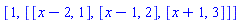 [1, [[x-2, 1], [x-1, 2], [x+1, 3]]]