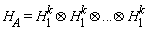 "`H__A`=H[1]^(k)&otimes;H[1]^(k)&otimes;...&otimes;H[1]^(k)"
