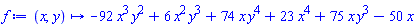 proc (x, y) options operator, arrow; -92*x^3*y^2+6*x^2*y^3+74*x*y^4+23*x^4+75*x*y^3-50*x end proc