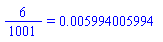6/1001 = 0.5994005994e-2