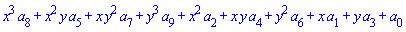 x^3*a[8]+x^2*y*a[5]+x*y^2*a[7]+y^3*a[9]+x^2*a[2]+x*y*a[4]+y^2*a[6]+x*a[1]+y*a[3]+a[0]