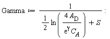 Gamma := 1/((1/2)*ln(4*A__D/(exp(gamma)*C__A))+S)