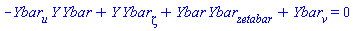 -(diff(Ybar(X), u))*Y(X)*Ybar(X)+Y(X)*(diff(Ybar(X), zeta))+Ybar(X)*(diff(Ybar(X), zetabar))+diff(Ybar(X), v) = 0