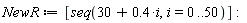 NewR := [seq(30+.4*i, i = 0 .. 50)]:
