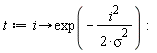 t := proc (i) options operator, arrow; exp(-(1/2)*i^2/sigma^2) end proc:
