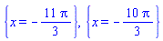 {x = -(11/3)*Pi}, {x = -(10/3)*Pi}