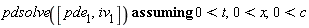 `assuming`([pdsolve([pde[1], iv[1]])], [0 < t, 0 < x, 0 < c])