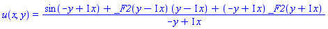 u(x, y) = (sin(-y+I*x)+_F2(y-I*x)*(y-I*x)+(-y+I*x)*_F2(y+I*x))/(-y+I*x)