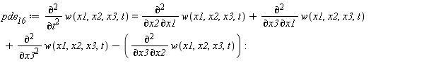 pde__16 := diff(w(x1, x2, x3, t), t, t) = diff(w(x1, x2, x3, t), x2, x1)+diff(w(x1, x2, x3, t), x3, x1)+diff(w(x1, x2, x3, t), x3, x3)-(diff(w(x1, x2, x3, t), x3, x2))